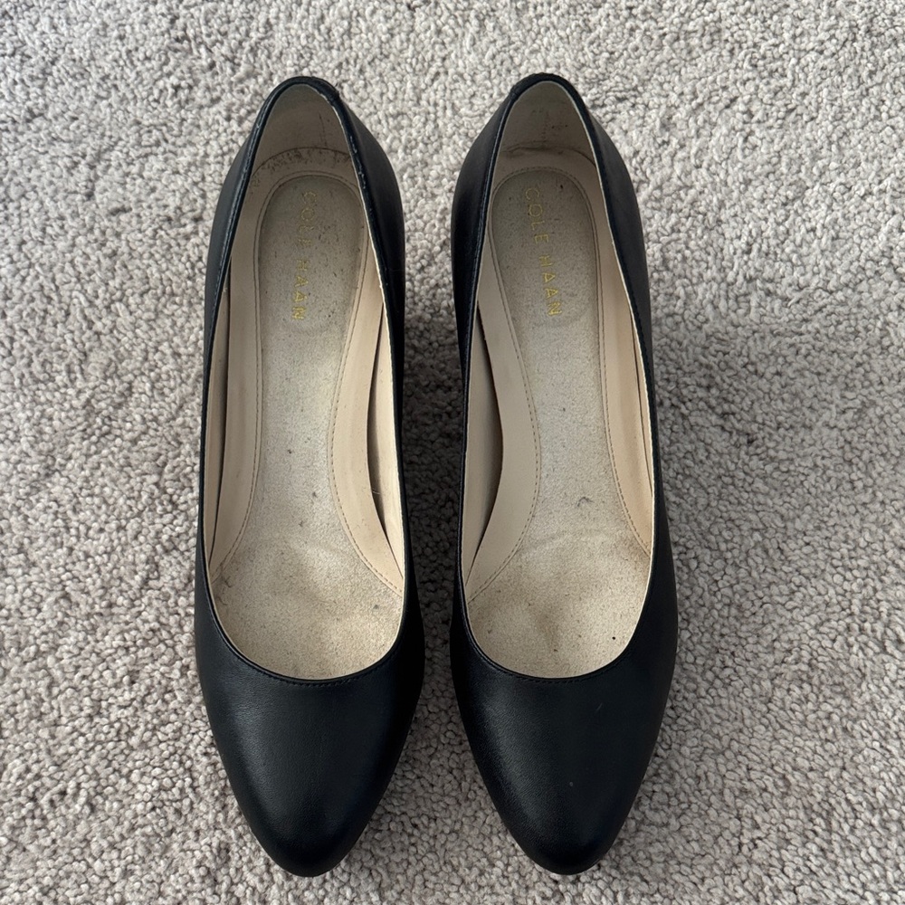 Cole Haan Black Leather Wedges